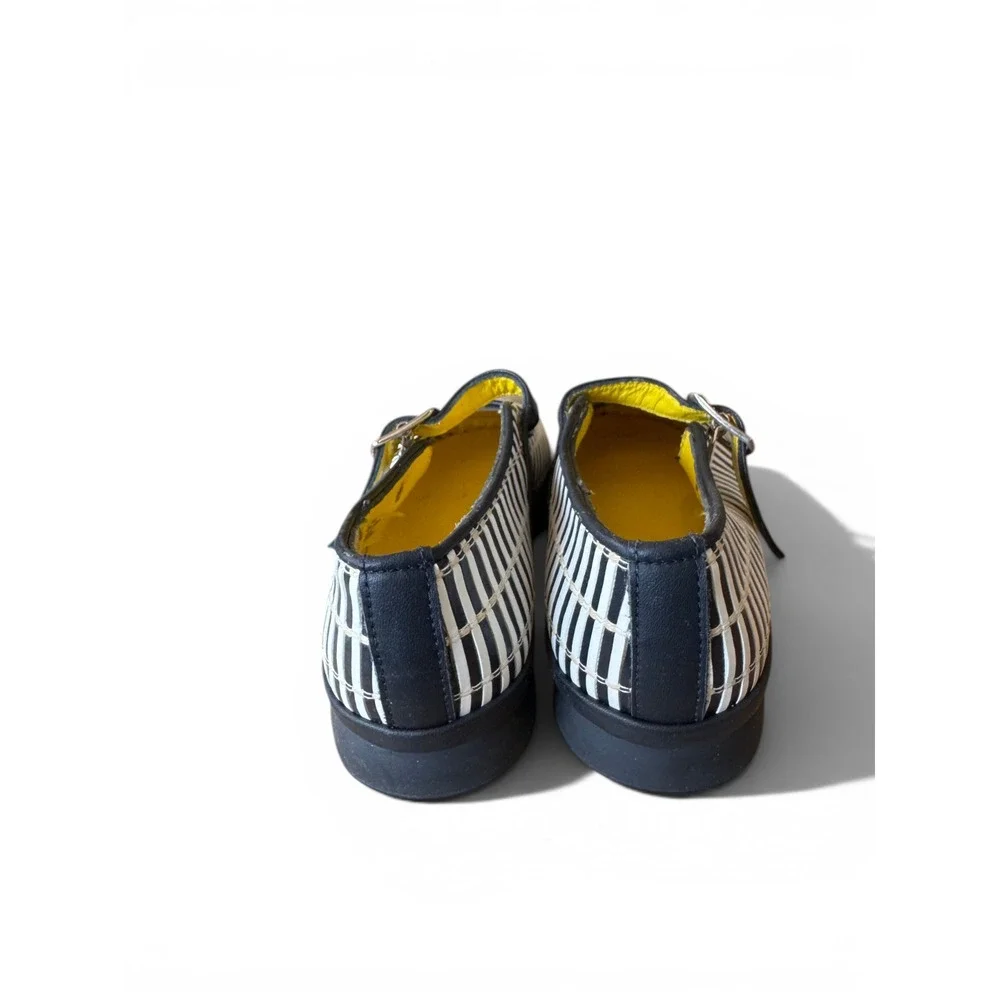 Pom D'api Dark Navy/Off WhiteLeather NWOB Girls Mary Jane Shoes EU 28 US 11.5